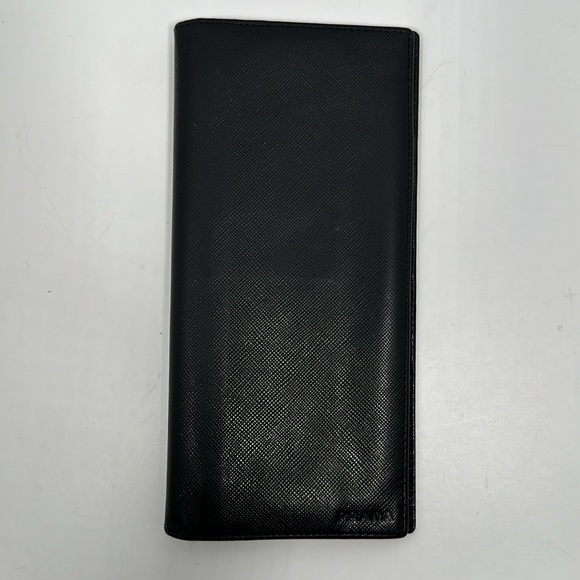 Authentic PRADA Men's Saffiano Leather Bi-Fold Long Wallet- Black - Picture 3 of 15
